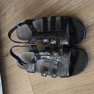 SAS Allegro Black Croc Sandals